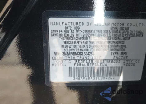 2025 Nissan Kicks S Fwd z USA, uszkodzony, nr VIN 3N8AP6BA3SL304264